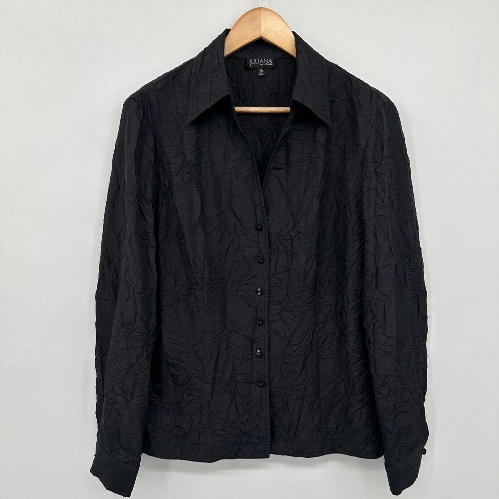 Juliana Collezione Wrinkled 100%‎ Silk Blouse Top Shirt Size 8 Crushed Medium